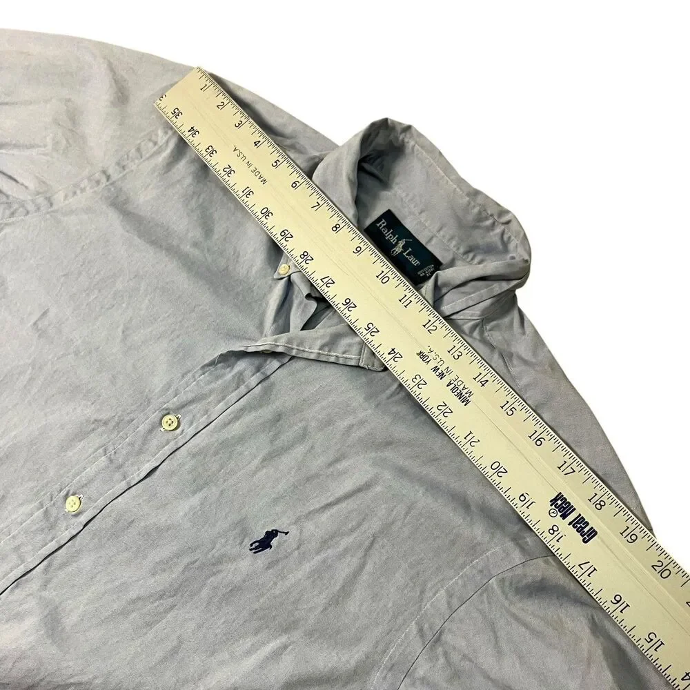 Ralph Lauren Dress Shirt Mens 16.5 34-35 Blue Classic Fit Button‎ Down RN 41381